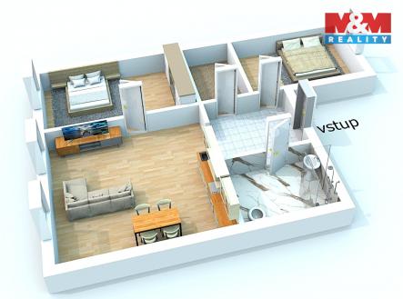 pů ž 3D 2.jpeg | Pronájem bytu, 3+kk, 75 m²