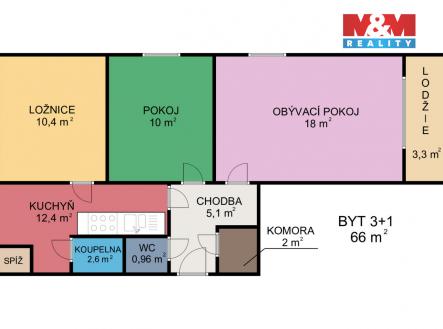 2D půdorys.jpg | Prodej bytu, 3+1, 66 m²