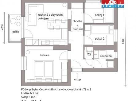 Půdorys.jpg | Prodej bytu, 4+kk, 83 m²