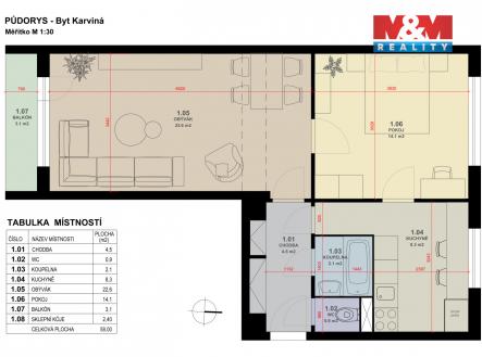 250601_byt Karviná_půdorys_A3-01.jpg | Prodej bytu, 2+1, 58 m²