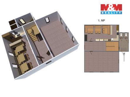 půdorys 1. NP | Prodej - chata/rekreační objekt, 285 m²
