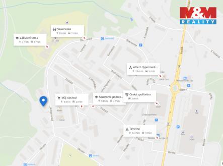 Mapa okolí | Pronájem bytu, 2+kk, 39 m²