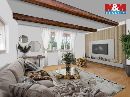 Obývací pokoj_vizu 2.jpg | Prodej - chata/rekreační objekt, 165 m²