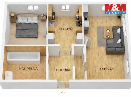 Půdorys.jpg | Pronájem bytu, 2+1, 64 m²