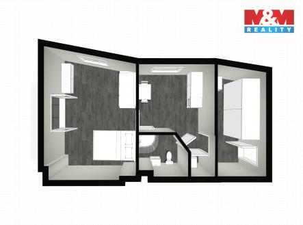 planek 3d.jpg | Pronájem bytu, 1+1, 41 m²