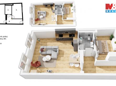 půdorys .jpg | Prodej bytu, 2+kk, 57 m²