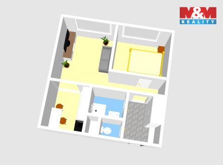 3D.jpg | Pronájem bytu, 2+kk, 36 m²