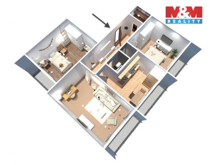 půdorys 3D | Prodej bytu, 3+1, 67 m²