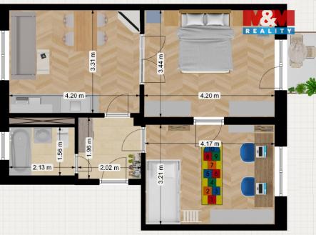 pudorys 3kk.jpg | Prodej bytu, 2+1, 50 m²