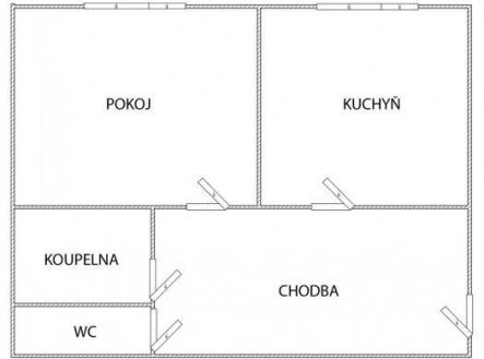 Půdorys | Pronájem bytu, 1+1, 40 m²
