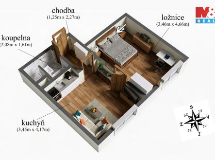 3dplanek-popisky.jpg | Prodej bytu, 1+1, 36 m²