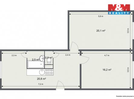 2D Floor Plan.jpg | Prodej bytu, 2+1, 59 m²