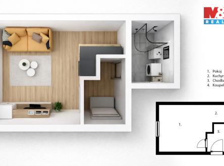půdorys (1).jpg | Pronájem bytu, 1+kk, 23 m²
