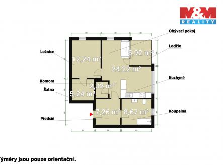 Půdorys.jpg | Pronájem bytu, 2+kk, 57 m²
