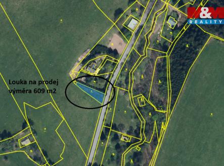 Ortofotomapa s popisem.jpg | Prodej - pozemek, trvalý travní porost, 609 m²