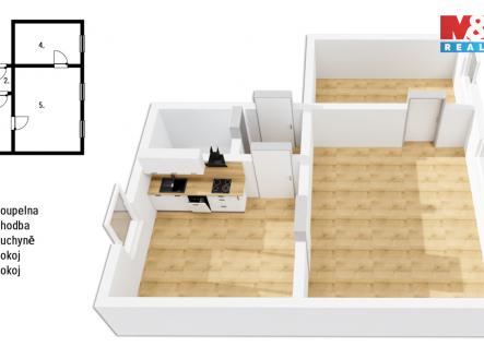 půdorys .jpg | Pronájem bytu, 2+1, 50 m²