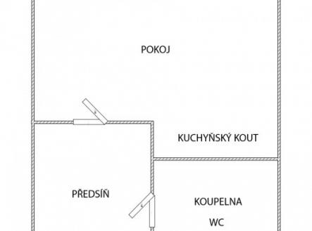 2D půdorys | Prodej bytu, 1+kk, 19 m²