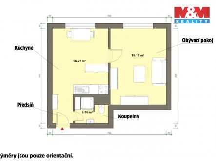 půdorys.jpg | Pronájem bytu, 1+1, 41 m²