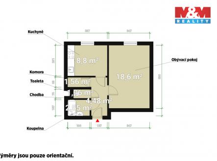 Půdorys.jpg | Pronájem bytu, 1+1, 38 m²
