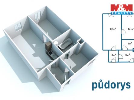 půdorys.jpg | Pronájem bytu, 2+1, 53 m²