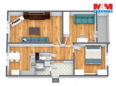 3D Floor Plan.jpg | Prodej bytu, 3+1, 67 m²