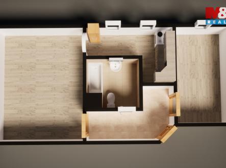 Půdorys | Pronájem bytu, 2+1, 42 m²