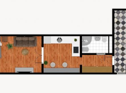 Půdorys  | Pronájem bytu, 1+1, 35 m²