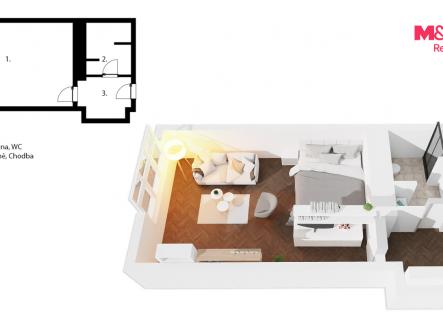 pudorys Valentinska.jpg | Pronájem bytu, 1+kk, 31 m²