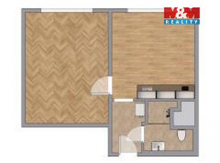 Půdorys | Pronájem bytu, 1+1, 35 m²