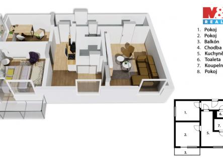 půdorys 3+1 Le.jpeg | Pronájem bytu, 3+1, 69 m²