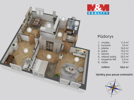 Pudorys_Jeronymova 5.jpg | Prodej bytu, 4+1, 91 m²