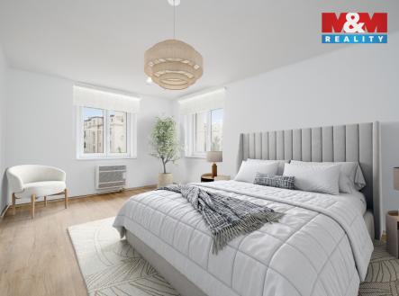 Ložnice - vizualizace | Prodej bytu, 1+1, 47 m²
