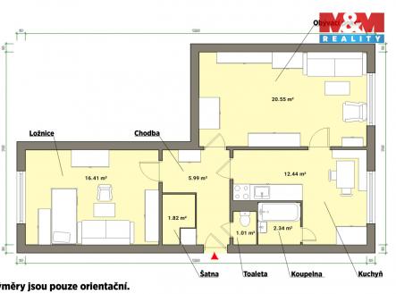 pudorys.jpg | Pronájem bytu, 2+1, 60 m²
