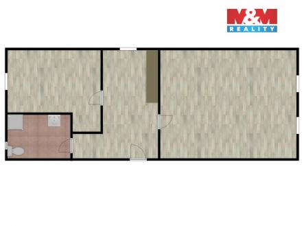 2D půdorys | Pronájem bytu, 2+1, 37 m²