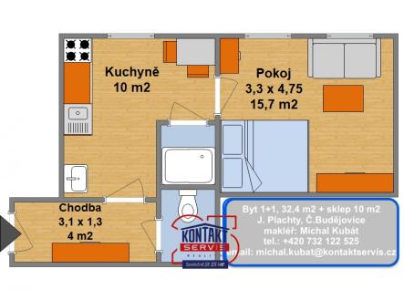 1+1 J.Plachty palačák č.2 | Prodej bytu, 1+1, 33 m²