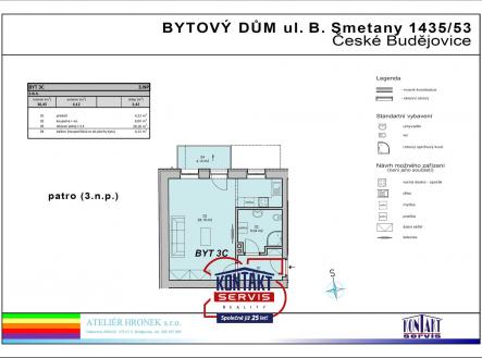 karta bytu 3C (jpg) | Prodej bytu, 1+kk, 45 m²