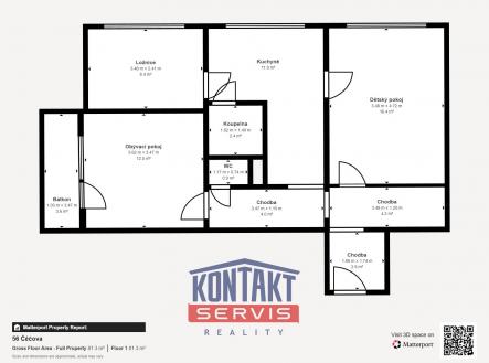 Matterport_Čečova 56_ČB_půdorys_dveře | Prodej bytu, 3+1, 65 m²