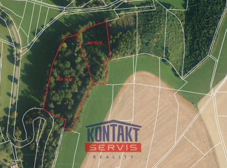 Přehledka_mapa | Prodej - pozemek, les, 15 596 m²