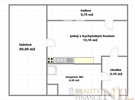 foto: 3 | Pronájem bytu, 2+kk, 41 m²