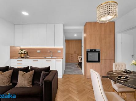 vizualizace obývák s kuchyní | Pronájem bytu, 3+kk, 67 m²