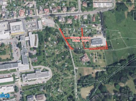mapa s označením pozemků | Prodej - pozemek pro bydlení, 340 m²