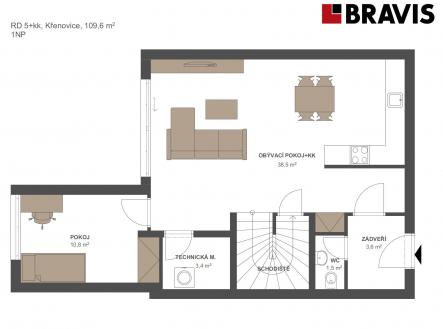 RD 5+kk Křenovice 109,6m2 1NP | Prodej - dům/vila, 130 m²