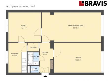 3+1 Trýbova72m2 | Prodej bytu, 3+1, 73 m²