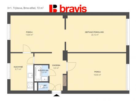 3+1 Trýbova72m2 | Prodej bytu, 3+1, 75 m²