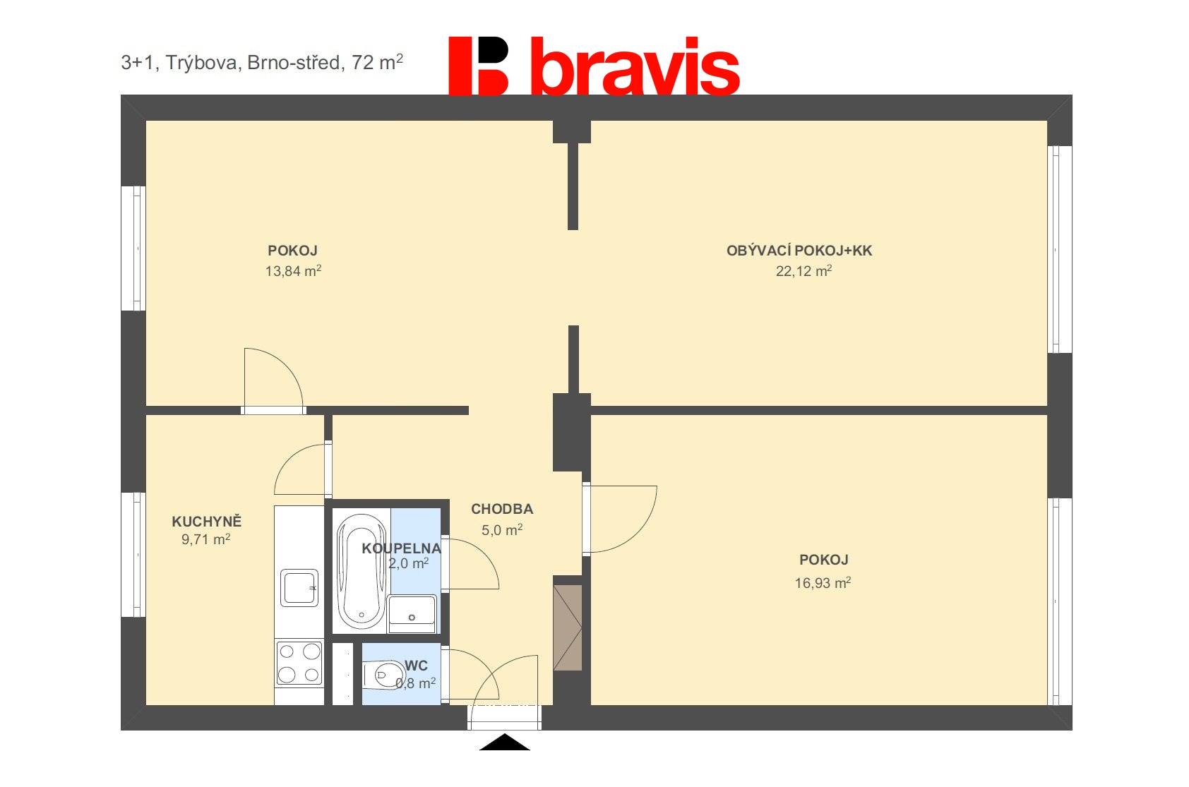 3+1 Trýbova72m2