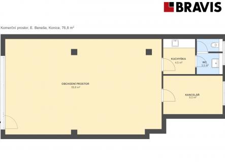 Komerční prostor E. Beneše 76,8m2 | Prodej - obchodní prostor, 77 m²