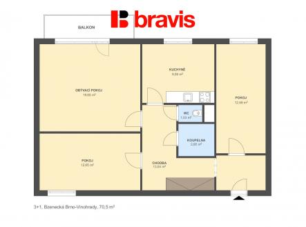 3+1 Bzenecká 70,5m2 | Prodej bytu, 3+1, 72 m²