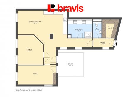 3+kk Pražákova 109m2 (1) | Prodej bytu, 3+kk, 109 m²
