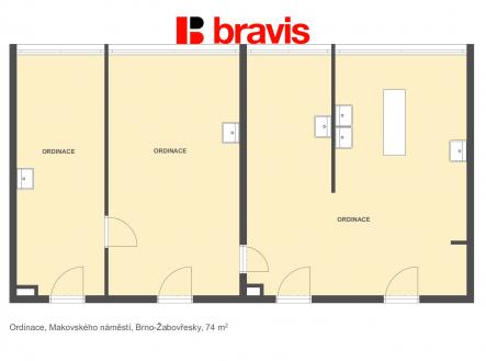 Ordinace Makovského 74m2 | Pronájem - komerční objekt, jiný, 37 m²
