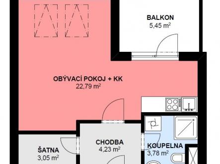 1+kk Lidická 36,5m2 | Pronájem bytu, 1+kk, 42 m²